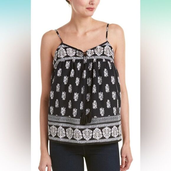 Joie- women’s Chatham silk cotton Black and white boho top- Size medium - Picture 1 of 10